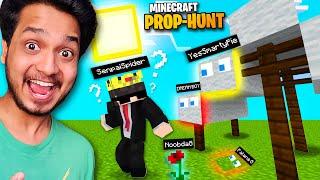 ALL YOUTUBERS FUNNY MINECRAFT PROP-HUNT @SenpaiSpider @YesSmartyPie @KhatarnakIshan @DREAMBOYYT