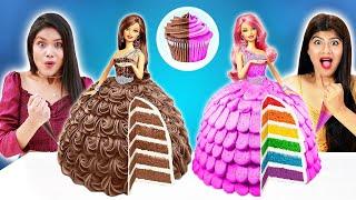 BARBIE CAKE DECORATING CHALLENGE ! Who Did It Better ? Cutest Barbie Cake Decoration