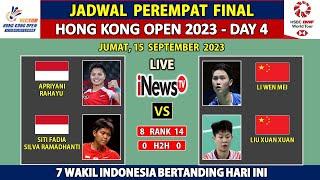 Jadwal Perempat Final Hongkong Open 2023 Live INEWS TV ~ 7 Wakil Indonesia Bertanding Hari Ini