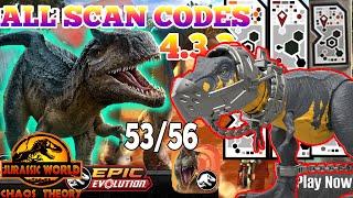 Jurassic World EPIC EVOLUTION CHAOS THEORY MATTEL Scan Codes All Dinosaurs UPDATE 53/56 93 T-Rex