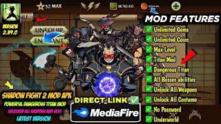 shadow fight 2 mod apk max level 52 unlimited money latest version media fire - Dangerous Titan mod