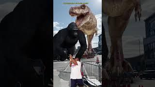 Funny King Kong Gorilla monkey in Real life Dinosaur T-rex Chase movies #jurassicworld #shorts