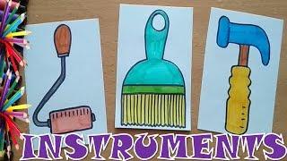 HOW TO DRAW TOOLS / VALIK, BRUSH, HAMMER / Как нарисовать валик, кисть, молоток /Drawing for Kids