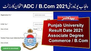 PU Result of Associate Degree in Commerce B.Com 2021 Exams | Punjab University ADP 2021 Result