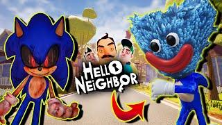 SONIC.EXE vs HUGGY WUGGY SONIC | Hello Neighbor Mod