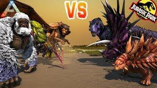 ARK BOSSES vs JURASSIC PARK BOSSES!! Ark Survival Evolved Boss Battles Jurassic Park Expansion Mod