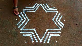 Ugadi special star padi kolam|panguni madham kolam 5*3 dots Begginers rangoli| easy Super rangoli