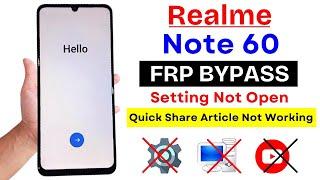 Realme Note 60 Frp Bypass Android 14 | Realme (RMX3933) Google Account Bypass Without Pc 2025 Update