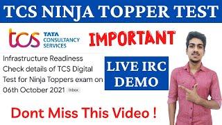 TCS Ninja Topper Test IRC Check Mail | TCS Digital IRC LIVE DEMO | TCS Ninja Topper Test Process