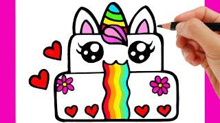 HOW TO DRAW BIRTHDAY CAKE UNICORN | COME DISEGNARE UNA TORTA DI COMPLEANNO KAWAII