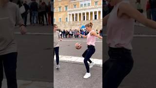 2 girls one goal ️️ Freestyle football action  #girlpower #aguska #freestylefootball #soccer