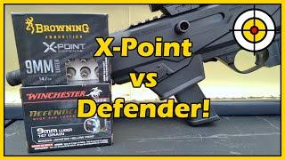 9mm Browning X-Point vs Winchester Elite Defender! Ballistic Gel Test With The Ruger PC Charger!