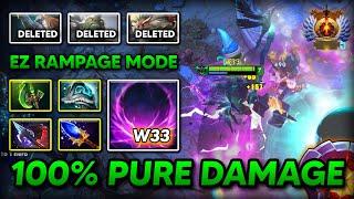 100% PURE DAMAGE MID by w33 Outworld Destroyer With Aghs Scepter + Parasma Build Ez RAMPAGE DOTA 2