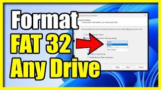 How to Format any Drive to FAT32 Windows 10 or 11 (Disk Management)(To Large)