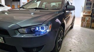 Mitsubishi Lancer X установка Bi-Led линз Zorkiy. #automobile #ремонт #автосервис #pc #топ Автосвет