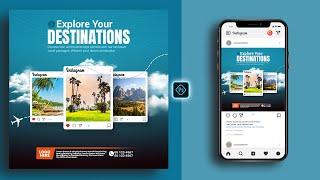 Tour and Travel Social Media Banner Post Design in Photoshop Tutorial