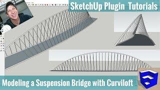 Creating a Suspension Bridge in SketchUp with Curviloft and Pipe Along Path