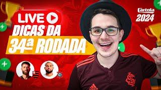 LIVE DICAS #34 RODADA | CARTOLA FC 2024 | MERCADO FECHA NA MANHÃ DE QUARTA-FEIRA!!