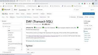 DAY, MONTH, YEAR, DATEPART, DATENAME in sql server 2019 | SQL Server Tutorial in (2020)