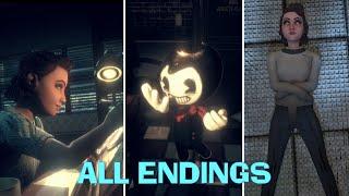 ALL ENDINGS (Secret Ending, Bad Ending, True Ending) - Bendy And The Dark Revival (2022)
