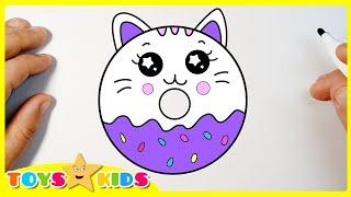 Как нарисовать милого котенка пончика | Рисование раск