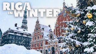 RIGA Under Heavy SNOW - Old Town Walking Tour in Winter | 4K