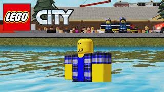 A man has fallen into the river in Roblox City (Lego City)