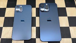 Color comparison. Pacific Blue vs Blue Titanium! 12 Pro vs 15 Pro Max