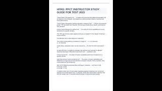 HFRG PPCT INSTRUCTOR STUDY GUIDE FOR TEST 2023