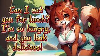 Giantness Dog Girl Asks if She Can Have You for Lunch (vore) (licks) (stomach sounds)