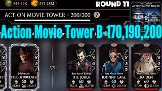 Action Movie Tower Boss Battle 200 & 170,190 Fight + Reward MK Mobile | Freddy Krueger