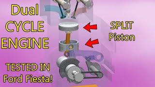 Analyzing The Split Piston Engine in 3D.  Dual Cycle D // 2 and 4 Strokes Combined // 3D Animation