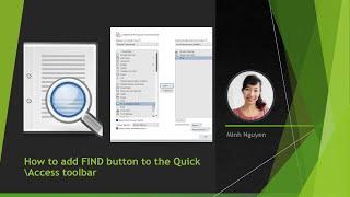 How to add FIND button to the quick access toolbar in Word
