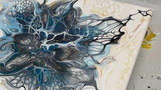 #261 Benevolent Floating Bloom 10x10 | Fluid Painting - Acrylic Fluid Art - House Paint Art