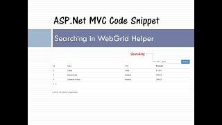 Searching in Web Grid | ASP.Net MVC