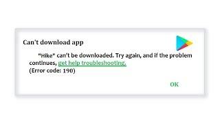 How To Fix Can't Download App Google Playstore || (Error Code-190)