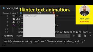 tkinter text animation to prints text character by character to a canvas