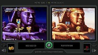 Metal Slug 2 vs Metal Slug X (Neo Geo Cd vs Playstation) Side by Side Comparison