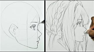 How To Draw Anime Face (SIDE VIEW)