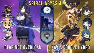 C0 Clorinde Overload and C0 Navia Double Hydro | Genshin Impact Abyss 4.7 Floor 12 9 Stars