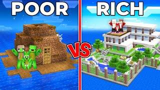 Mikey Poor Family vs JJ RIch Family - Water House Build Challenge in Minecraft (Maizen)