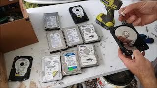 Tearing down and scrapping out Hard Drives for gold, aluminum and other metals.