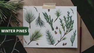 HOW TO CREATE TEXTURED WINTER GREENERY WITH WATERCOLOR