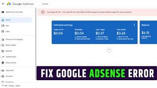 Fix AdSense Error : Earnings at risk You need to fix some ads txt file issues to avoid severe impact