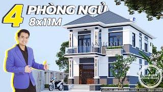 Mẫu nhà 2 tầng mái Nhật quá tiện nghi | 90m2 có ngay 4 phòng ngủ |