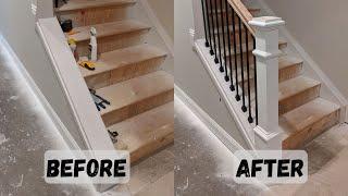 Installing Newel post and stair railing | Finishing my Basement | Episode 28