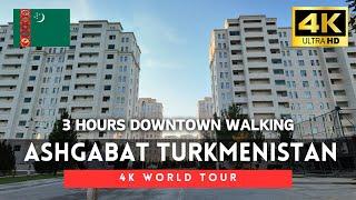 Turkmenistan 4k walk - 3 Hours Ashgabat 4K Downtown Walking Tour｜Nov 2024