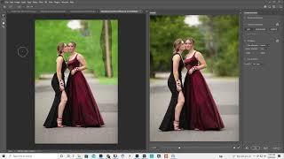 Removing an object with Photoshop.  Content aware fill.  Editing a prom photo.