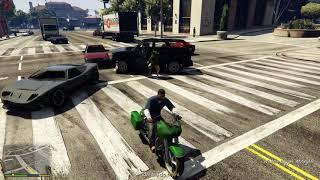 Lamar steals npc's car, then npc steals Lamar's car and then Lamar starts chasing him