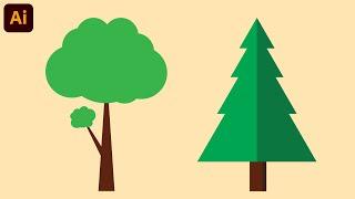 How to Draw Trees - Adobe Illustrator Tutorial